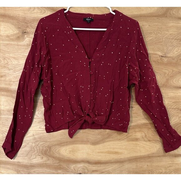 Rails Sloane Top Rogue Gradient Stars V Neck Tie Front Long Sleeve Shirt Large - Picture 2 of 10